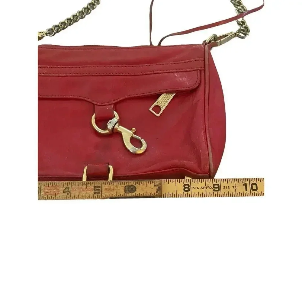 Rebecca Minkoff Mini MAC Red Genuine Leather Fringe Cross-Body Handbag